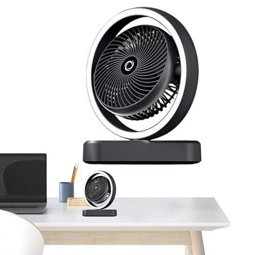 Duvcoywae Leiser Schreibtischventilator | Tischventilator Mit Beleuchtung - Leises, wiederaufladbares Kühlgerät mit 3 Geschwindigkeitsstufen und Oszillationsfunktion für von Duvcoywae