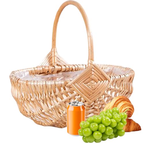 Duvcoywae Niedlicher Picknickkorb mit Einzelgriff | Leerer Weidenkorb Blumenkorb - Großer Korb Für Gartenfeste Schulveranstaltungen Outdoor Hochzeit Strandpicknick Duvcoywae Niedlicher Picknickkorb mit Einzelgriff | Leerer Weidenkorb Blumenkorb - Großer Korb Für Gartenfeste Schulveranstaltungen Outdoor Hochzeit Strandpicknick von Duvcoywae