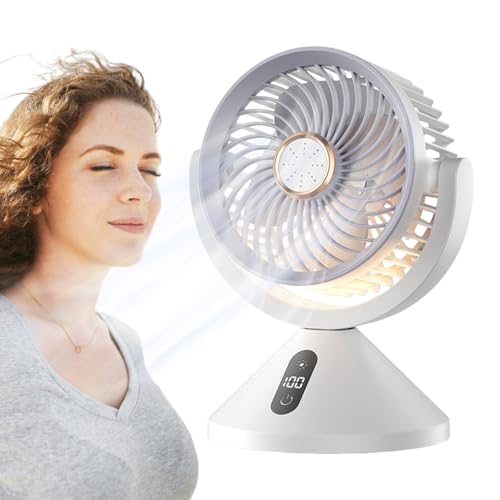 Duvcoywae Tischventilator Zur Luftzirkulation - Aufladbarer Luftzirkulator Elektrisch - LED Nachtlicht Digitales Display Tischgerät Für Schlafzimmer Büro Schreibtisch Duvcoywae Tischventilator Zur Luftzirkulation - Aufladbarer Luftzirkulator Elektrisch - LED Nachtlicht Digitales Display Tischgerät Für Schlafzimmer Büro Schreibtisch von Duvcoywae