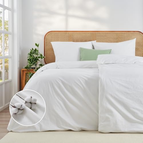 Duvetnova Bettwäsche 135x200 Baumwolle 4teilig Weiß Superweiche 100% Vorgewaschene Baumwolle mit Leinenstruktur ÖKO-TEX Bettwäsche Hotel 2 Bettbezüge 135x200+2 Kissenbezüge 80x80 Bettwäsche Einfarbig Duvetnova Bettwäsche 135x200 Baumwolle 4teilig Weiß Superweiche 100% Vorgewaschene Baumwolle mit Leinenstruktur ÖKO-TEX Bettwäsche Hotel 2 Bettbezüge 135x200+2 Kissenbezüge 80x80 Bettwäsche Einfarbig von Duvetnova