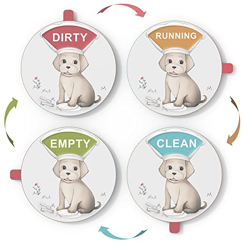 Chefkoch-Hund Geschirrspüler Magnet Clean Dirty Zeichen, Clean Dirty Running Empty Schild für Geschirrspüler, Spülmaschinenmagnet Sauber Schmutzig Zeichen Clean Dirty Sign mit doppelseitigem Kleber von Duvliet