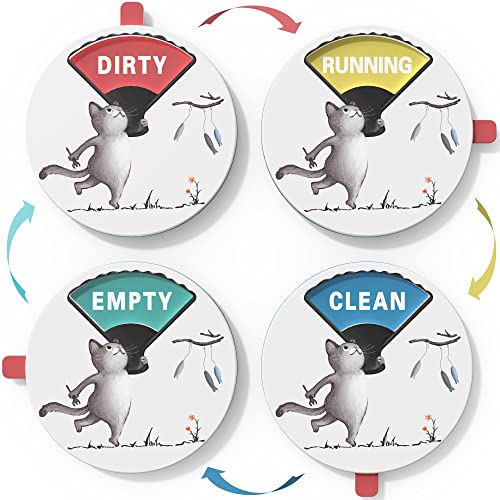 Foodie-Katze Geschirrspüler Magnet Clean Dirty Zeichen, Clean Dirty Running Empty Schild für Geschirrspüler, Spülmaschinenmagnet Sauber Schmutzig Zeichen Clean Dirty Sign mit doppelseitigem Kleber von Duvliet