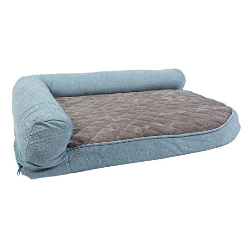 duvoplus, Bett aus Schaumstoff, Tweed Sky, M – 100 x 72 x 21 cm, Blau/Schwarz, geradem Rand, Abnehmbarer Bezug mit Reißverschluss, Füllung aus Memory-Schaum von duvoplus