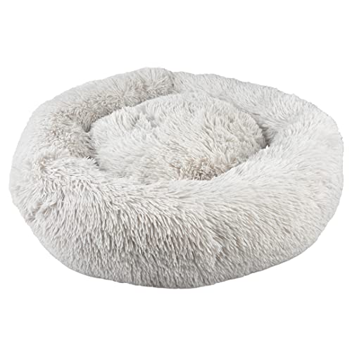 Duvoplus, Kissen Donut L – 60 x 60 x 17 cm, Grau, weiches Kissen, mit langem Flor, zusätzlicher Rand, bequem und kuschelig, für kleine Rassen, Anti-Stress-Kissen, rutschfeste Unterseite von Duvoplus