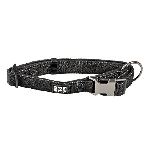 duvoplus, Halsband aus Nylon, reflektierend, GA Me City NY, Größe XL 40-65 cm/25 mm, Schwarz, für aktive Hunde, einfache Verwendung, ideal für eine Stadterkundung tagsüber und abends von Duvoplus