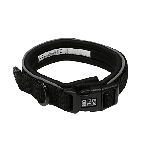 duvoplus, Ultimate Fit Comfy Fashion Halsband mit reflektierenden Nähten, Größe XS – 30 – 33 cm, Granitschwarz, für Hunde, widerstandsfähige Materialien, schnelltrocknend von Duvoplus