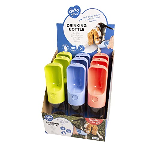 duvoplus, Wasserflasche, 300 ml, zufällige Farbe, tropft Nicht, sauberes Trinkwasser dauerhaft durch einfaches Drücken der Taste, gebogenes Design für die Messung des Hundes von duvoplus
