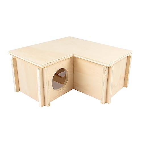 duvoplus Bungalow aus Holz, L-Form, für Nagetiere, 24 x 24 x 11 cm, Farbe Holz von duvoplus