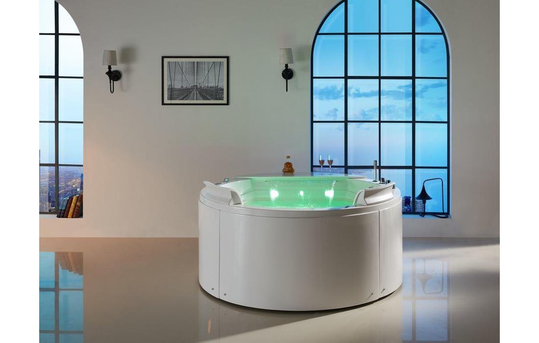 Duwilux Whirlpool-Badewanne Freistehender Whirlpool 155x155 Austin 2 Badewanne (weiß) SOFORT, (1-tlg), Farblichttherapie von Duwilux