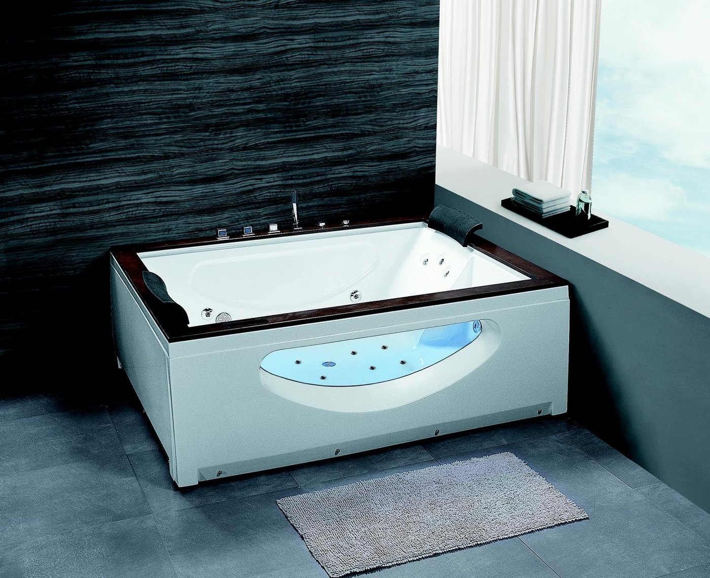 Duwilux Whirlpool-Badewanne 2 Personen XL Whirlpool 180x150 Dubbo Badewanne, (1-tlg), Farblichttherapie von Duwilux