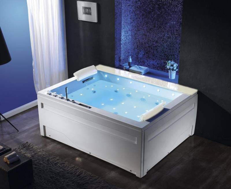 Duwilux Whirlpool-Badewanne XL Whirlpool Jackson 190x150 Badewanne (weiß) SOFORT LIEFERBAR, (1-tlg), Farblichttherapie von Duwilux