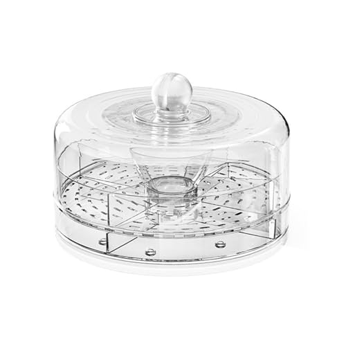 360 Grad drehbare gekühlte Servierplatte mit 4 Fächern für Snacks, Vorspeisen, transparentes Lebensmittel-Display-Tablett, Küchen-Aufbewahrungsboxen von Duyeuau