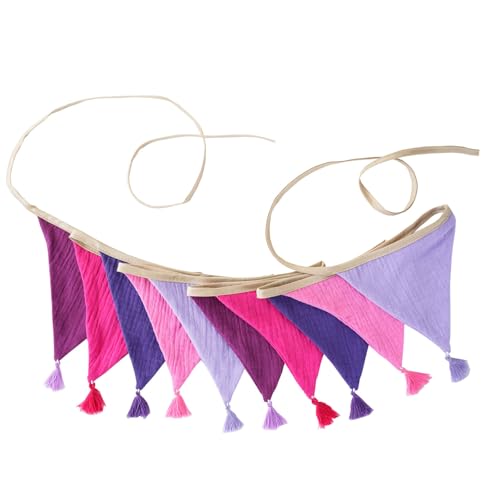 Bunte Baumwoll-Krepp-Wimpelkette mit Fransen für Kinderzimmer, Dekoration, Kinderpartys, Babypartys, Wandbehang, Bonbonfarben, Baby-Geburtstagsparty-Wimpelkette von Duyeuau