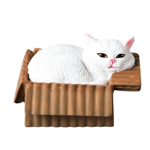 Duyeuau Cartoon-Miniatur-Katzen-Innenbox, Harz, Figur, Ornament, detaillierte Handwerkskunst, Heimbüro, Regal-Dekorationen, Geschenk, Bücherregale, Katzen-Dekorationen von Duyeuau