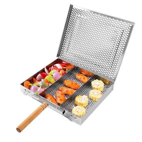 Duyeuau Praktisches Grilltablett aus Edelstahl, Grill-Werkzeug für Outdoor-Kochen und Camping, mit rutschfest Duyeuau Praktisches Grilltablett aus Edelstahl, Grill-Werkzeug für Outdoor-Kochen und Camping, mit rutschfest von Duyeuau