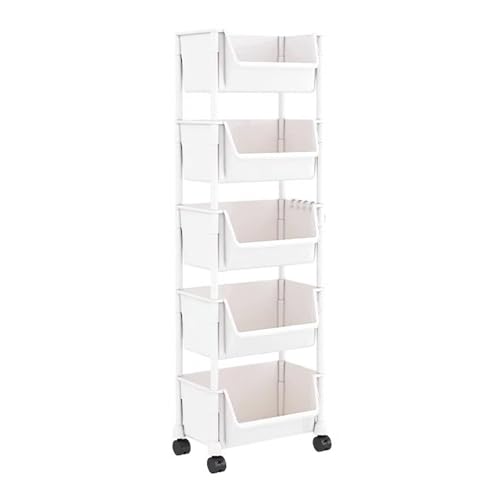 Duyeuau Tragbares, schlankes Bücherregal, bewegliches Regal, tragbares, schmales Aufbewahrungsregal mit Bremsrollen und Haken für enge Räume Duyeuau Tragbares, schlankes Bücherregal, bewegliches Regal, tragbares, schmales Aufbewahrungsregal mit Bremsrollen und Haken für enge Räume von Duyeuau