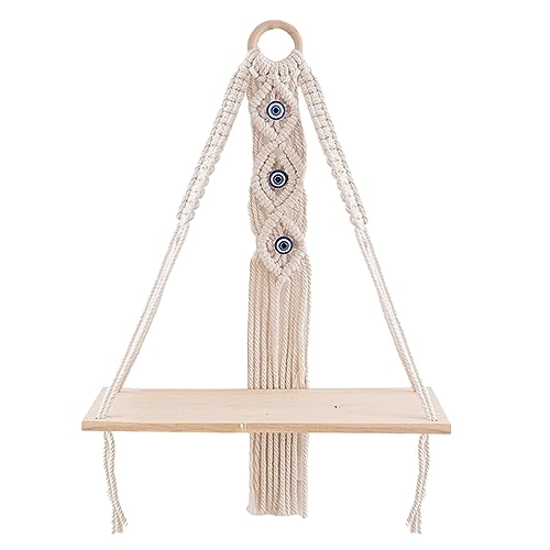 Duyeuau Weben Tapisserie Holzbrett Rack Baumwollseil Gewebtes Hängeregal Pflanzenhänger Ständer Makramee Schweberegal Duyeuau Weben Tapisserie Holzbrett Rack Baumwollseil Gewebtes Hängeregal Pflanzenhänger Ständer Makramee Schweberegal von Duyeuau
