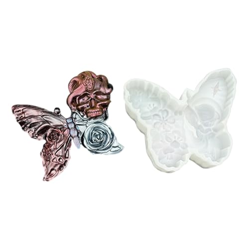 Muertos Totenkopf Blume Schmetterling Lebensmittelqualität Silikon für Handwerk und Urlaub Dekorationen von Duyeuau