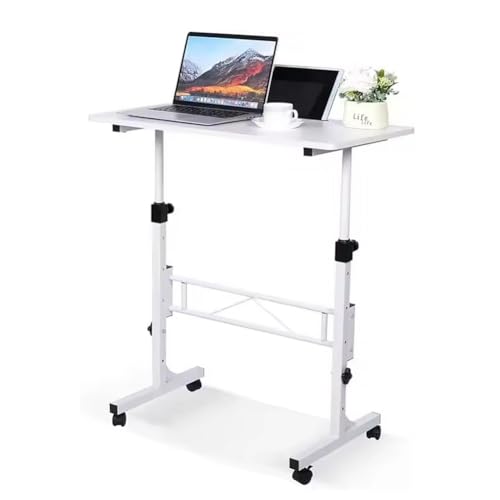 DuzLink Small Mobile Standing Desk, Adjustable Height Mobile Stand Up Table with Wheels, 32Inches Portable Rolling Desk Small Computer Table for Home Office School von DuzLink