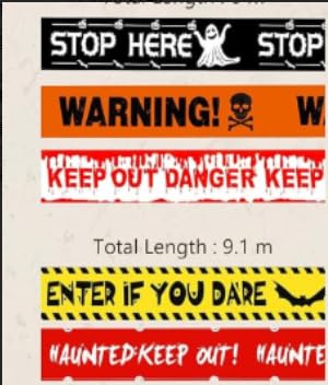DvBCNMe 5 Stück Halloween Warnbänder 36m Halloweendekoration Absperrband Zombie Warnband Horror Gruselige Caution Tape für Spukhaus Gefahrenbereiche Halloween Outdoor von DvBCNMe