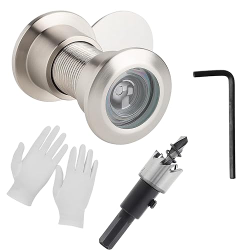 Türspion, Türspion Ohne Bohren, Digitaler Türspion, 4-teiliges Set mit Weitwinkeloptik für 35-60 mm Türen, 16 mm Bohrloch, mit Weitwinkel 200 Grad und vernickelter Kappe von DvBCNMe