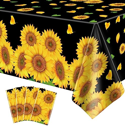 4 Pack Sonnenblume Tischdecke 51 x 86 Zoll Kunststoff rustikale Sonnenblume Party Tischdecke Sonnenblume Tischabdeckungen für Indoor Outdoor Party Dekorationen von Dvaorc