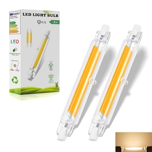 R7S LED 118mm 20W Glühbirne Dimmbar, R7S LED Lampen Warmweiß 3000K 2000LM, Hightlight COB Lampe, Kein Flackern, 360°Abstrahlwinkel, 20W R7S LED Lampen Ersatz für 200W Halogen Leuchtmittel, 2 Stück von Dvnoua