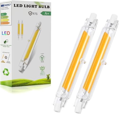 R7S LED 118mm Dimmbar 20W Lampe, R7S LED 118mm Leuchtmittel, Warmweiß 3000K Glühbirne, Ersatz für 200W R7S Halogenlampen, COB LED Birnen 2000LM, Kein Flackern, 360° Strahlbeleuchtung, 2pcs von Dvnoua