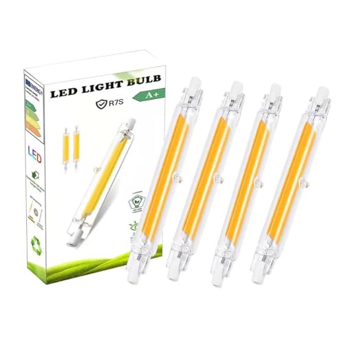 R7S LED 118mm Dimmbar 20W Lampe, R7S LED 118mm Leuchtmittel, Warmweiß 3000K Glühbirne, Ersatz für 200W R7S Halogenlampen, COB LED Birnen 2000LM, Kein Flackern, 360° Strahlbeleuchtung, 4pcs von Dvnoua