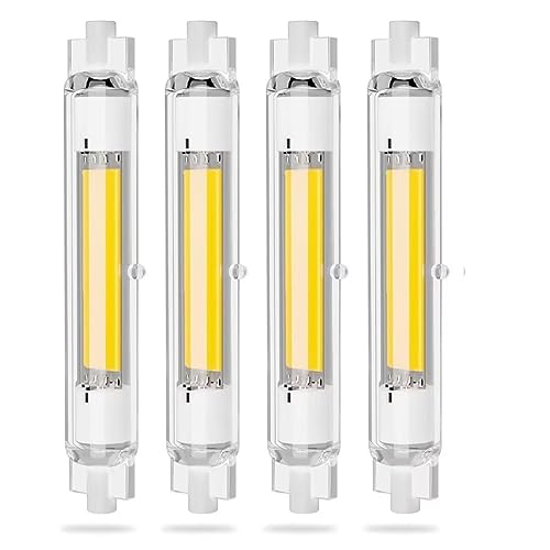 R7S LED 118mm Dimmbar 30W Lampen, R7S LED COB Glühbirne Kaltweiß 6000K 1500LM, 30W R7S LED 118mm Lampen Ersatz für 200W 300W R7S Halogenlampen, Kein Flackern, LED Stab 360° Abstrahlwinkel, 4 Stück von Dvnoua