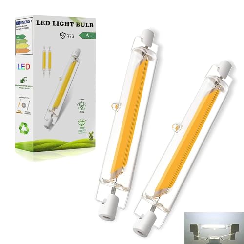 R7S LED 78mm 10W Dimmbar Lampen, R7S LED Birne Licht Kaltweiß 6000k, R7S 78mm 10W Ersatz für 100W Halogen Leuchtmittel, 1000lm Kein Flackern, 360 Grad Licht, R7S für Deckenfluter, Leselampen, 2pcs von Dvnoua