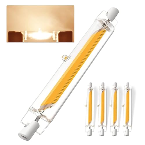 R7S LED 78mm Dimmbar Lampe, 10W R7S LED Warmweiß 3000K,1000LM kein Flackern,10W LED COB Lampen 78mm Leuchtmittel Ersetzt für 100W R7S Halogenlampen, AC 220V-240V, 360° Strahlbeleuchtung, 4er Pack von Dvnoua