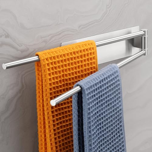 Dvocel Handtuchhalter ohne Bohren 2-Armig Schwenkbar 180° Selbstklebend Handtuchstange 304 Edelstahl Gebürstet Doppelter Handtuchhalterung Wandmontage für Bad & Küche Silber Dvocel Handtuchhalter ohne Bohren 2-Armig Schwenkbar 180° Selbstklebend Handtuchstange 304 Edelstahl Gebürstet Doppelter Handtuchhalterung Wandmontage für Bad & Küche Silber von Dvocel
