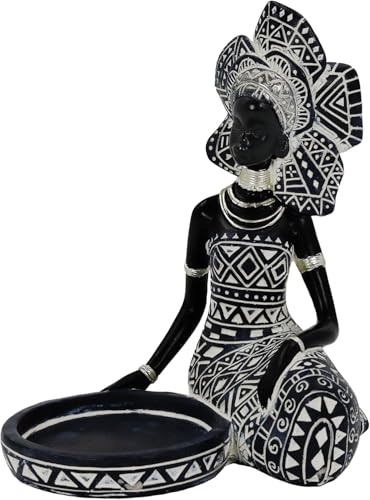 Dwelloria Afrikanische Frau Kerzenhalter Statue - Tribal Resin Figur für Teelichter oder Stumpenkerzen, Afrozentrische Boho Home Decor für Wohnzimmer, Meditationsraum, Bücherregal Dwelloria Afrikanische Frau Kerzenhalter Statue - Tribal Resin Figur für Teelichter oder Stumpenkerzen, Afrozentrische Boho Home Decor für Wohnzimmer, Meditationsraum, Bücherregal von Dwelloria