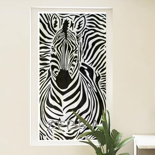 Fensterfolie Abstrakte Zebra Milchglasfolie Selbstklebend Fenster Sichtschutz Sichtschutzfolie Fenster Selbstklebend Fensterfolie Blickdicht Fensterfolien Bad Window Privacy Film 60x116cm/1 Pcs von Dwetcxo
