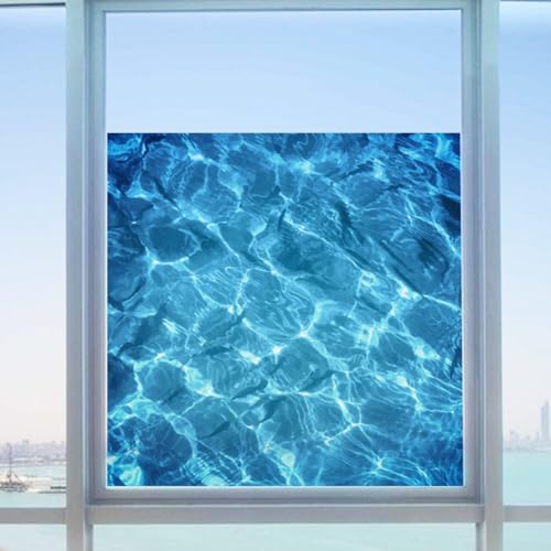 Fensterfolie Blau Fensterfolie Blickdicht Milchglasfolie Selbstklebend Fenster Folie Fenster Sichtschutz Sichtschutzfolie Fensterfolien Bad Window Privacy Film 58x60cm/3 Pcs von Dwetcxo