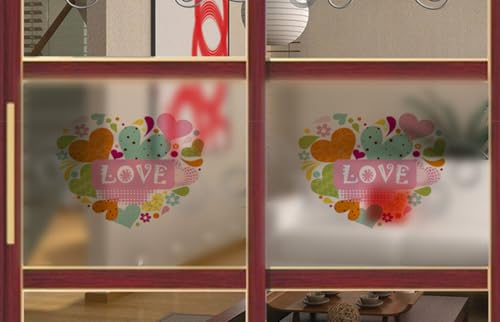 Fensterfolie Bunte Drucke Fensterfolie Blickdicht Milchglasfolie Selbstklebend Fenster Folie Fenster Sichtschutz Sichtschutzfolie Fensterfolien Bad Window Privacy Film 58x60cm/1 Pcs von Dwetcxo