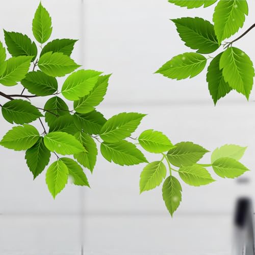 Fensterfolie Elegante Grüne Blätter Fensterfolie Blickdicht Milchglasfolie Selbstklebend Fenster Folie Fenster Sichtschutz Sichtschutzfolie Fensterfolien Bad Window Privacy Film 58x60cm/3 Pcs von Dwetcxo