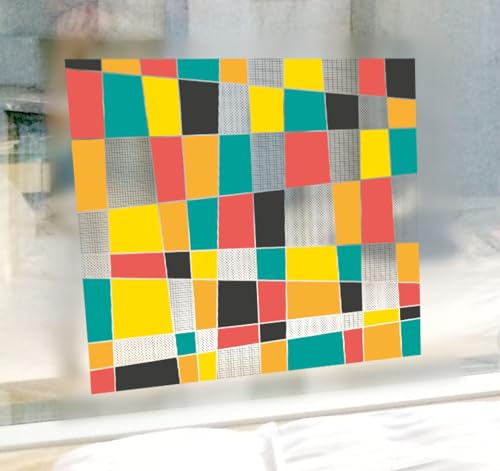 Fensterfolie Geometrie Bunt Fensterfolie Blickdicht Milchglasfolie Selbstklebend Fenster Folie Fenster Sichtschutz Sichtschutzfolie Fensterfolien Bad Window Privacy Film 58x60cm/3 Pcs von Dwetcxo