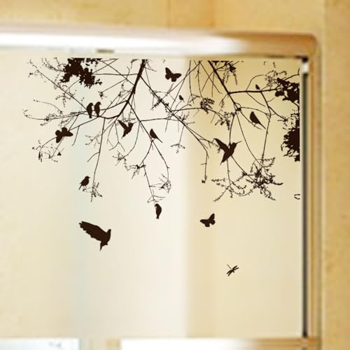 Fensterfolie Tier Schwarz Fensterfolie Blickdicht Milchglasfolie Selbstklebend Fenster Folie Fenster Sichtschutz Sichtschutzfolie Fensterfolien Bad Window Privacy Film 58x60cm/2 Pcs von Dwetcxo