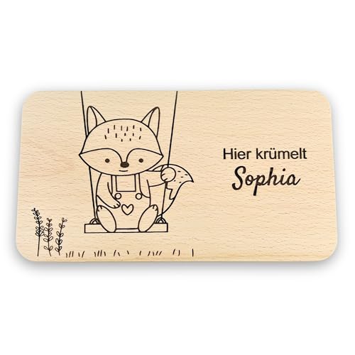 DwieDeko® - Brettchen personalisiert - Niedliches Frühstücksbrettchen Kinder - Personalisierte Kinder Geschenke 1. Geburtstag - Vesperbrett Personalisiert - Frühstücksbrett von DwieDeko