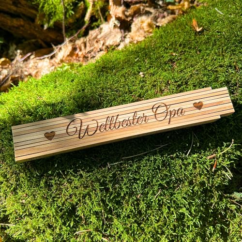 DwieDeko® Opa Geschenk Geburtstag - Holz Zollstock personalisiert mit Gravur Weltbester Opa - Geschenk für Opa zum Vatertag - Meterstab Opa Geburtstagsgeschenk - Opatagsgeschenk - Ostergeschenk von DwieDeko