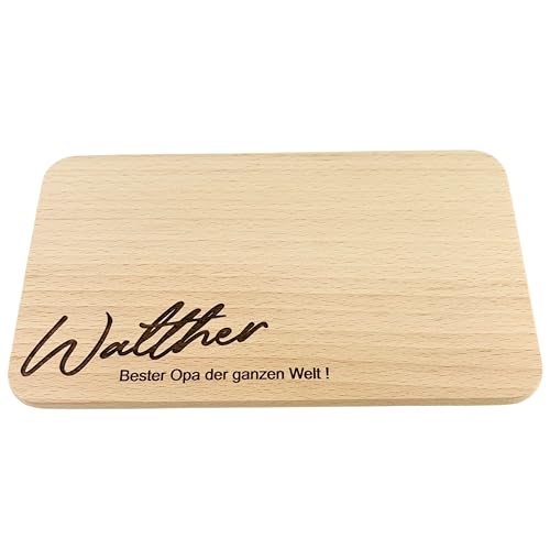 DwieDeko - Frühstücksbrettchen personalisiert mit Namen + Bester Opa der Welt - Geschenk zum Geburtstag - Holz Schneidebrett mit Gravur - Geburtstagsgeschenk Jausenbrett (Bester Opa) von DwieDeko