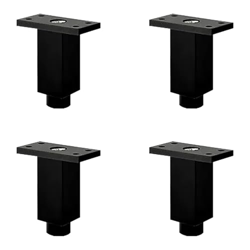 4 Stück Schrankbeine, Verstellbar Schrankfüße Schwarze Möbelfuß Aluminiumlegierung | Eloxierte Oberfläche Moebelfuesse Höhe: 6-40cm Quadrat Kommode Füße Tischbeine Stützfüße Mit Schraube 10cm/4" von Dwinenixtor