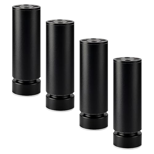4 Stück Schwarze Sofabeine, Verstellbare Sofa Füße Metall Schrank Füße Aluminiumlegierung | Eloxierte OberfläChe Tischbeine HöHe: 6-40cm Stützfüße Runde Ersatz Beine Mit Schraube 30cm/11.8" von Dwinenixtor