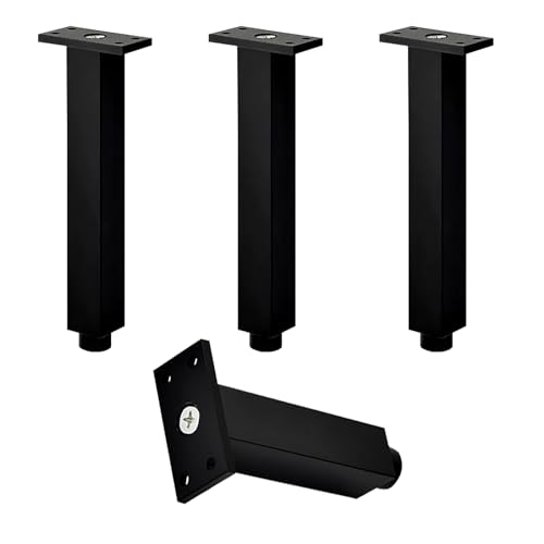 4 Stück Schwarze Sofafüße, Verstellbare Sofa Füße Metall Schrank Füße Aluminiumlegierung | Eloxierte OberfläChe Tischbeine HöHe: 6-40cm Stützfüße Quadrat Ersatz Beine Mit Schraube 30cm/11.8" von Dwinenixtor
