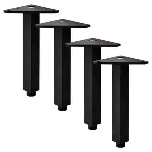 4 Stück Verstellbar Möbelfüße, Möbelbeine Schwarze Möbelfuß Aluminiumlegierung | Eloxierte Oberfläche Moebelfuesse Höhe: 6-40cm ( +5mm ) Quadrat Couchtisch Füße Tischbeine Stützfüße 30cm/11.8" von Dwinenixtor