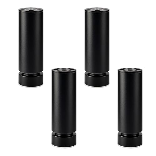 4 Stück Verstellbar Möbelfüße, Möbelbeine Schwarze Sofafüße Aluminiumlegierung | Eloxierte Oberfläche Moebelfuesse Runde Höhe: 6-40cm Kommode Füße Tischbeine Stützfüße Mit Schraube 8cm/3.1" von Dwinenixtor