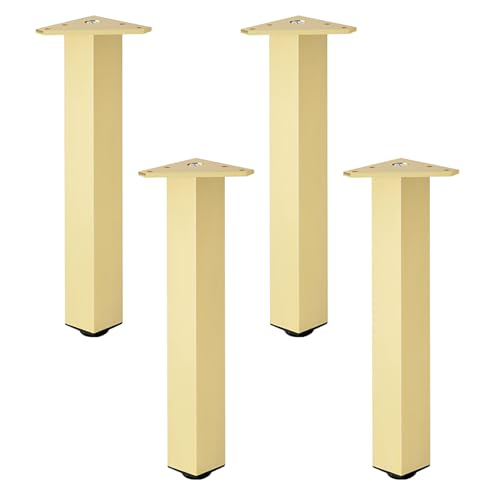 Dwinenixtor 4 Stück Gold Sofabeine, Verstellbare Sofa Füße Metall Schrank Füße Aluminiumlegierung | Eloxierte OberfläChe Stützfüße HöHe: 6-40cm Quadrat Ersatz Beine Mit Schraube 30cm/11.8" von Dwinenixtor