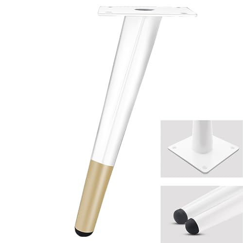 Dwinenixtor 4 Stück Tischbeine, Möbelfüße Weiß mit Gold Kommode Füße Eisen | Galvanikfläche Sideboard füße Höhe: 10-100cm Schräge Couchtisch füße Stützfüße Esstischbeine Mit Schraube 10cm/4" von Dwinenixtor